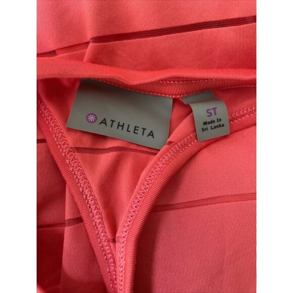 Athleta Orange Racerback Tank Top Thin Sheer Stripes Size ST Small Tall Workout - Picture 6 of 6